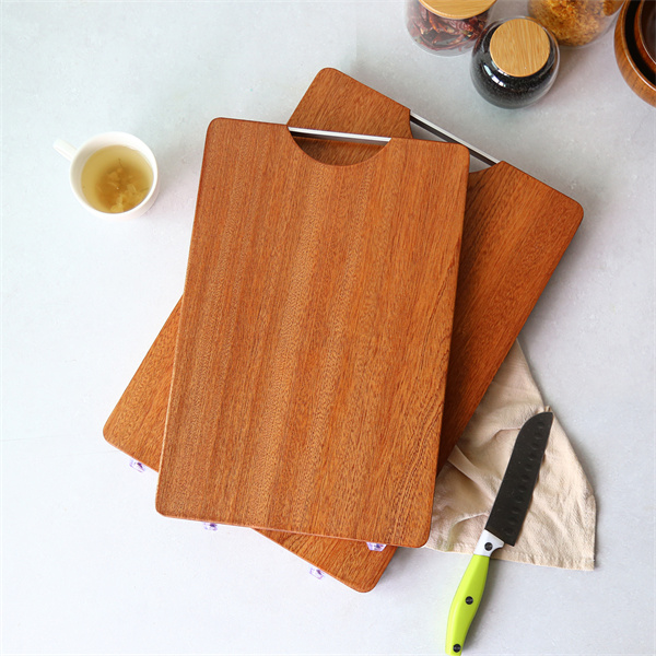 Square Wooden Cutting Board with Metal Handle