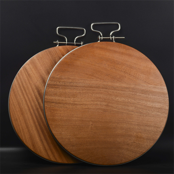 Round Wooden Cutting Board with Stainless Steel Handle