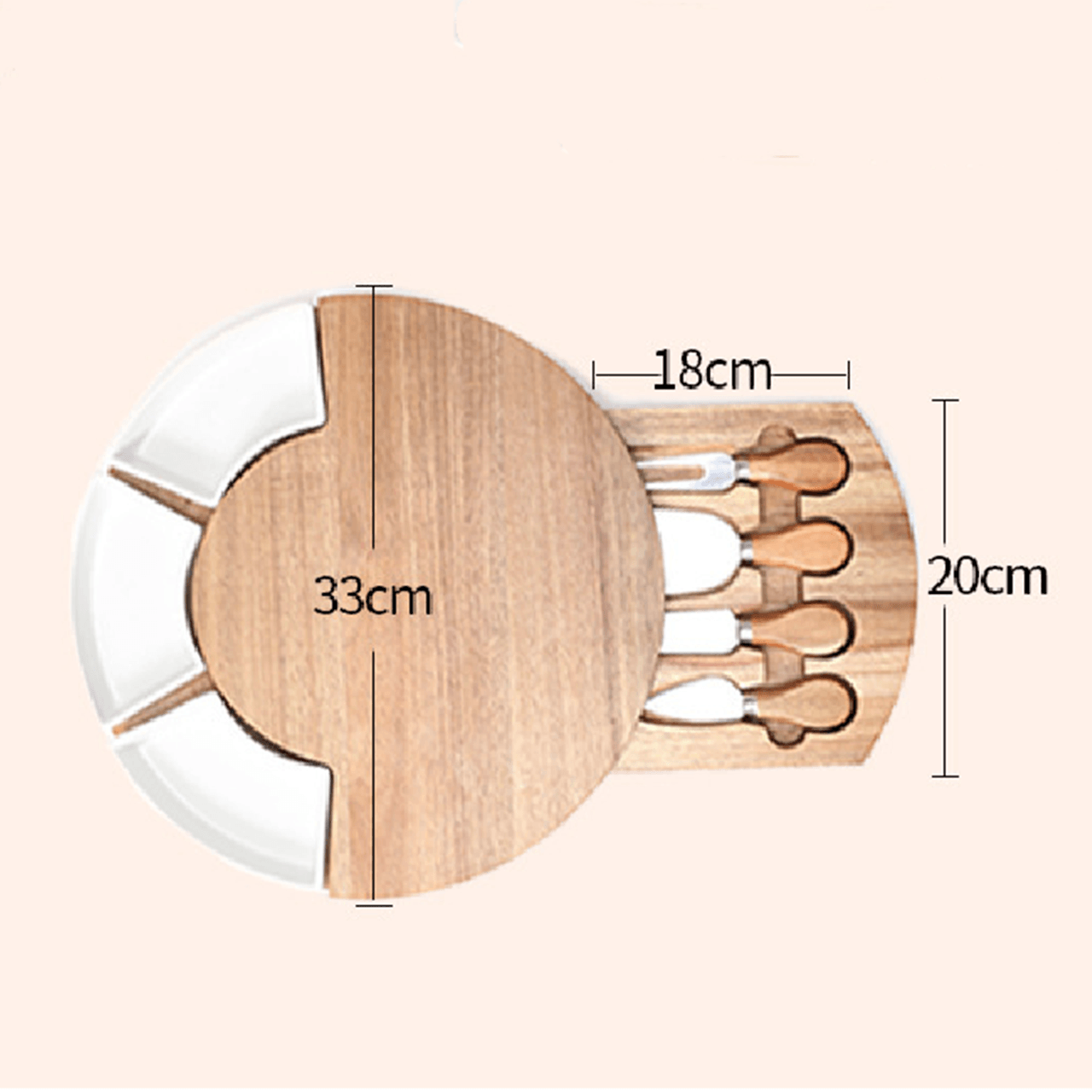 Round Charcuterie Wooden Cheese Board Set