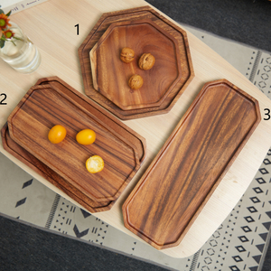 Acacia Wood Octagon Square Wooden Serving Tray