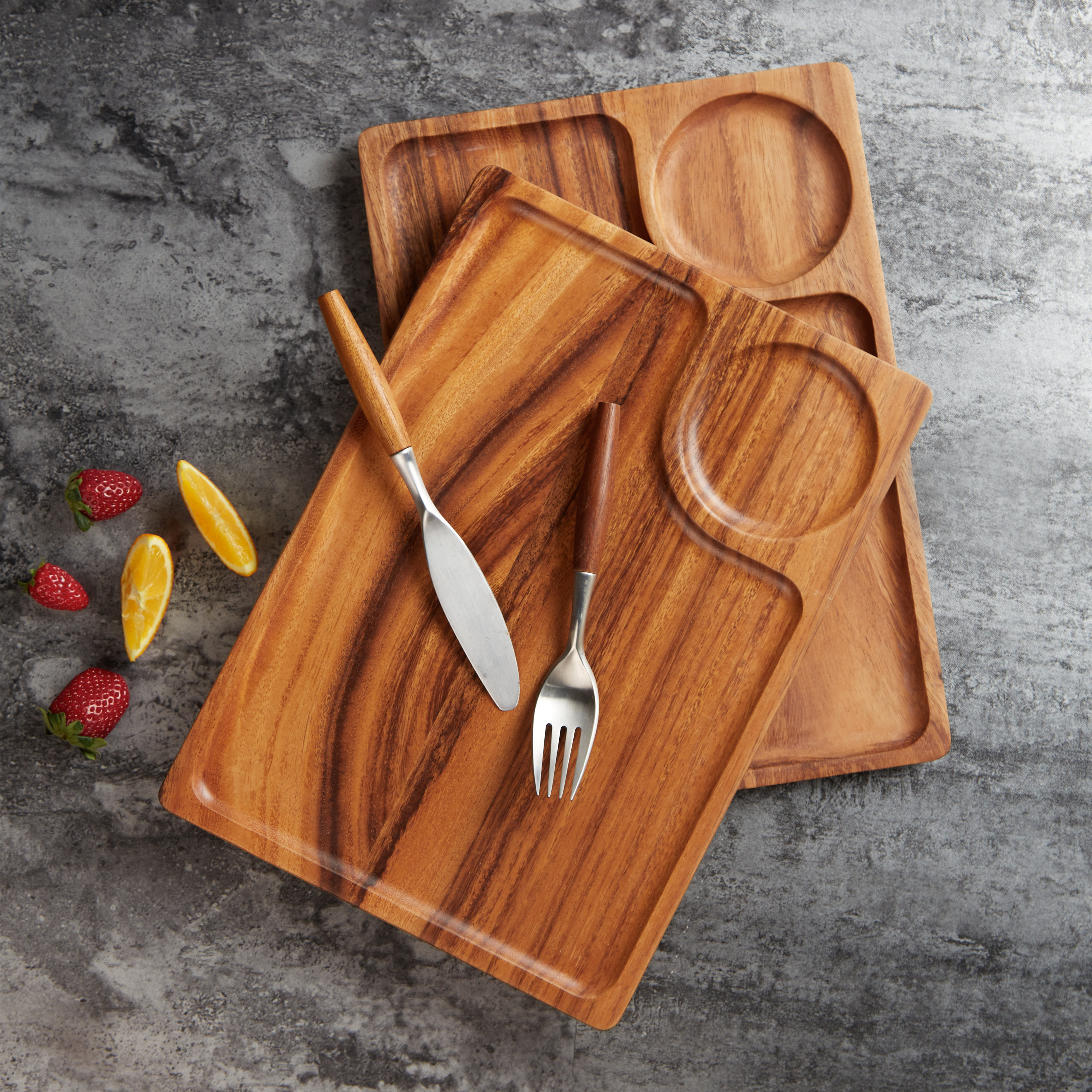 Square Wooden Steak Board Serving Platter Tray