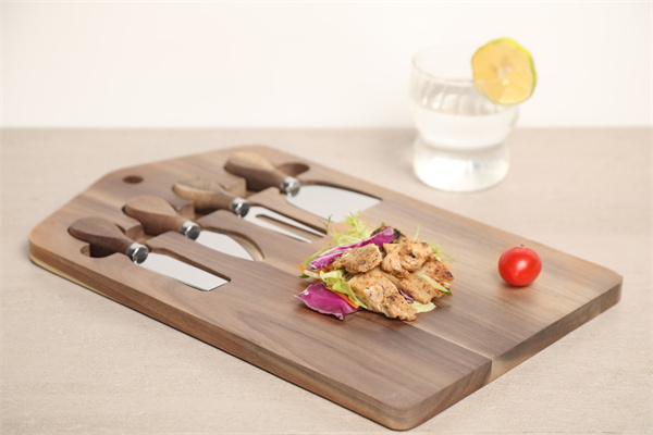 Rectangle Shape Wooden Cheese Board and Knife Set