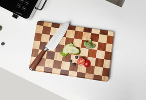 Checkerboard Wooden Cutting Board With Silicone Feet