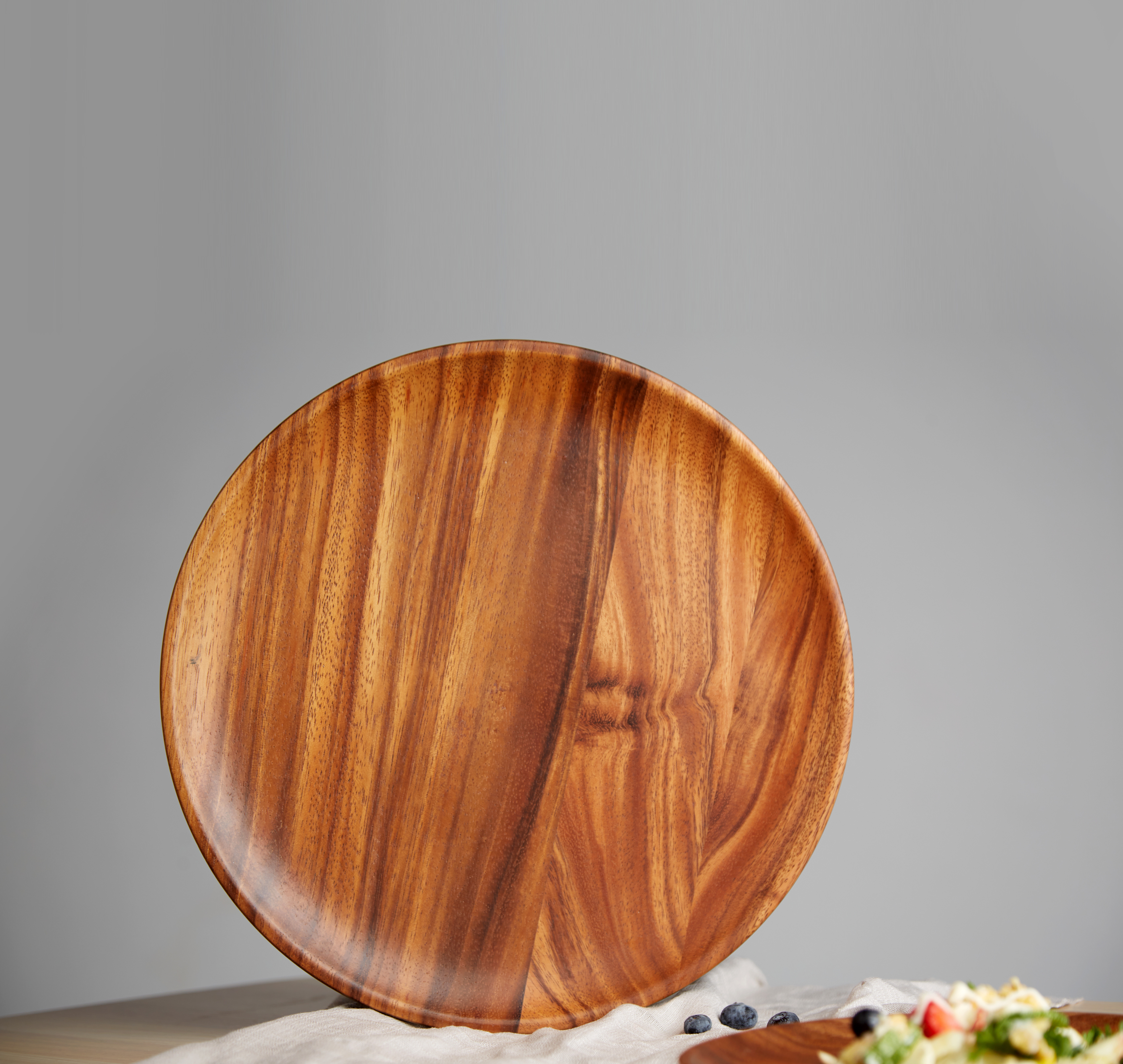 Acacia Wood Round Wooden Plate 