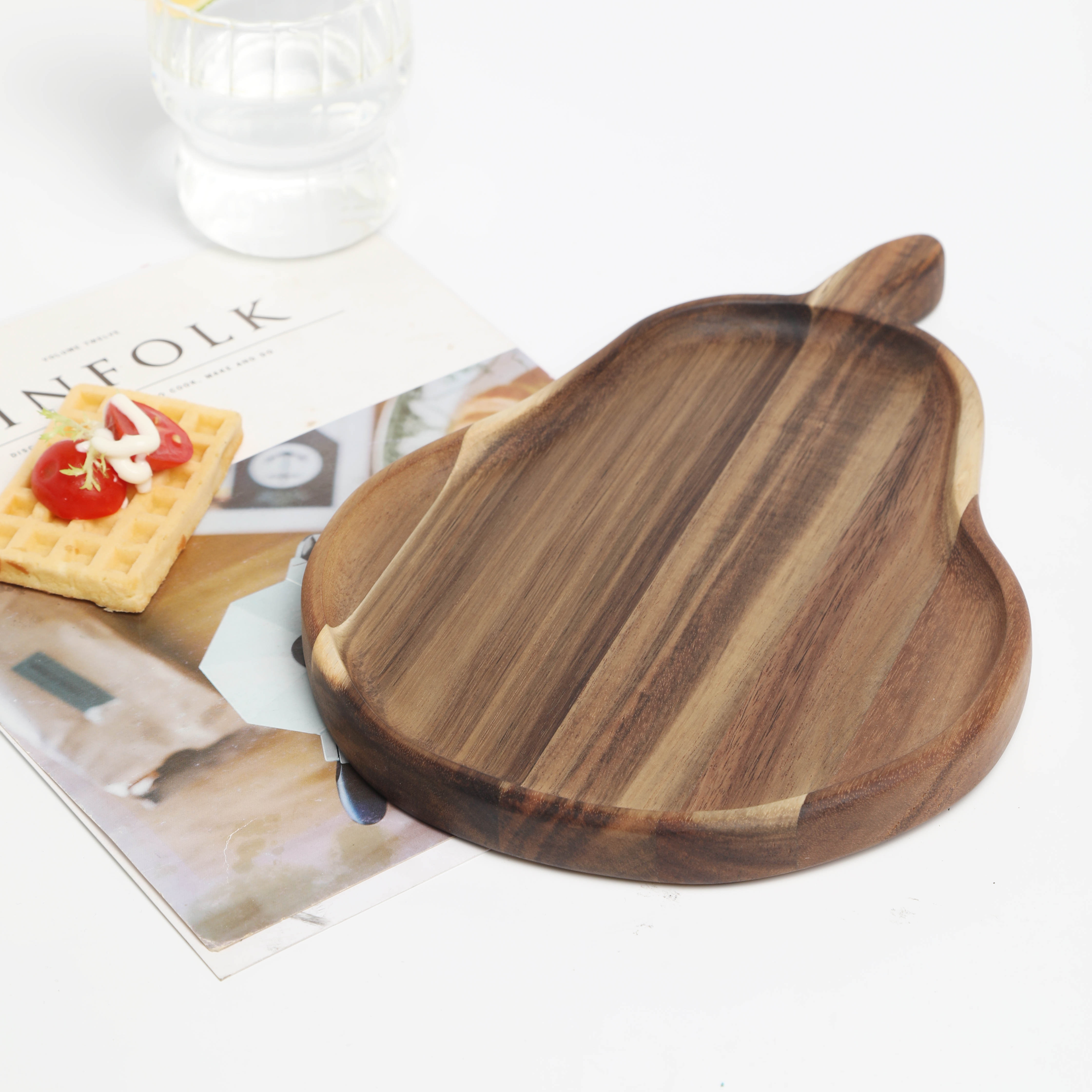 Pear Shape Wooden Plate Food Serving Tray