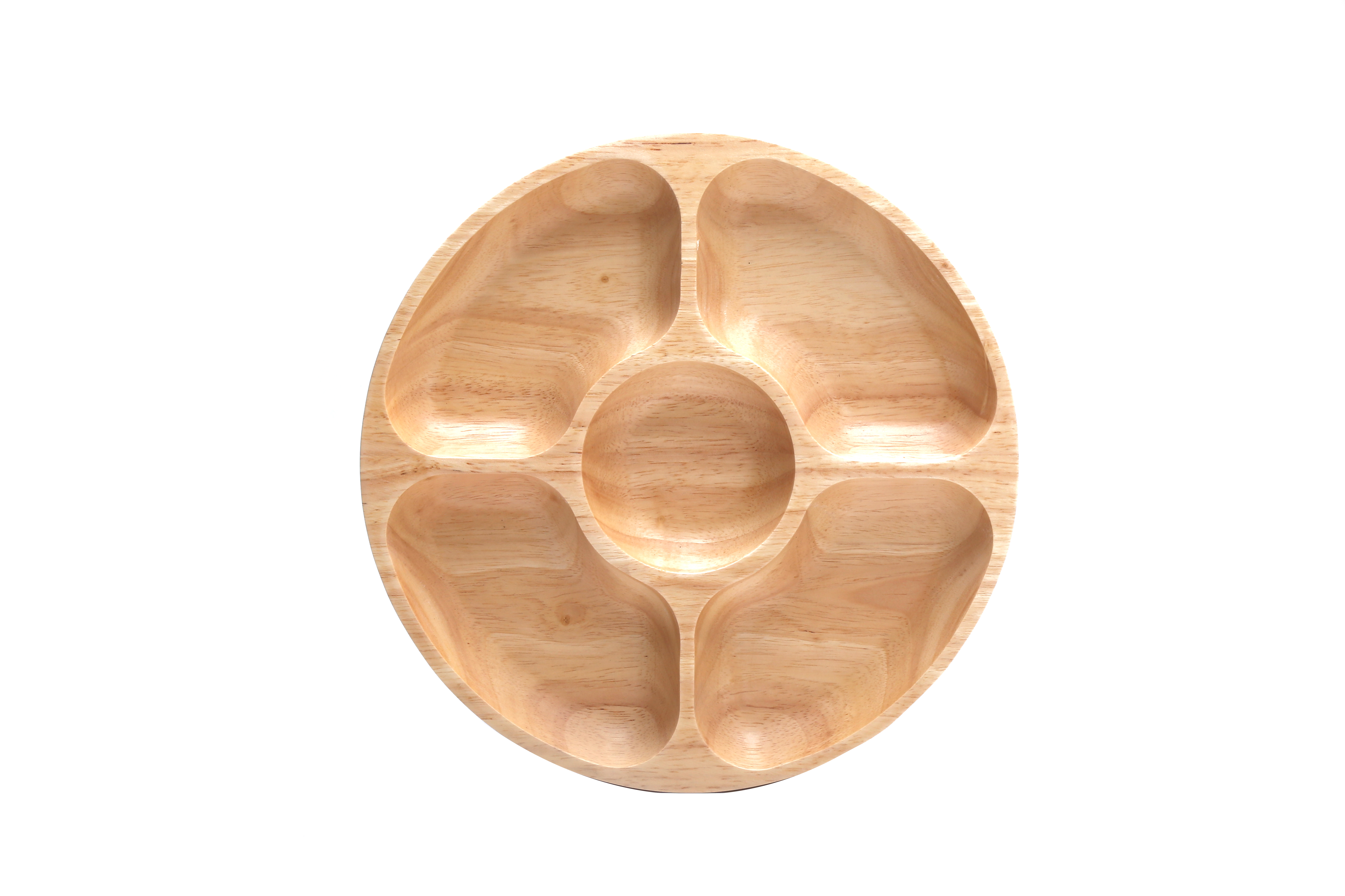 Rubber Wood Snack Serving Plate for Condiments