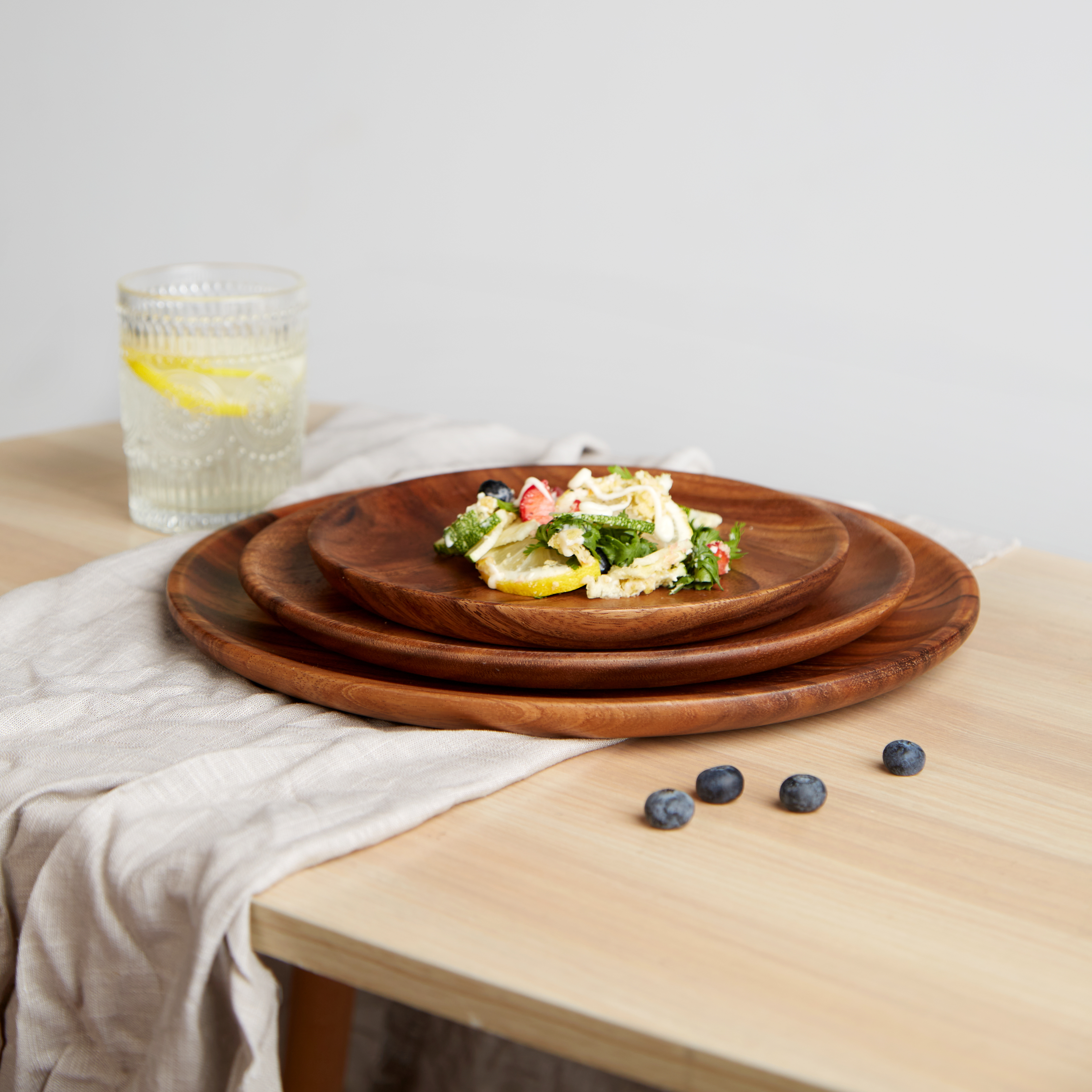 Acacia Wood Round Wooden Plate 