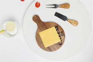 Round Shape Wooden Cheese Board and Knife Set