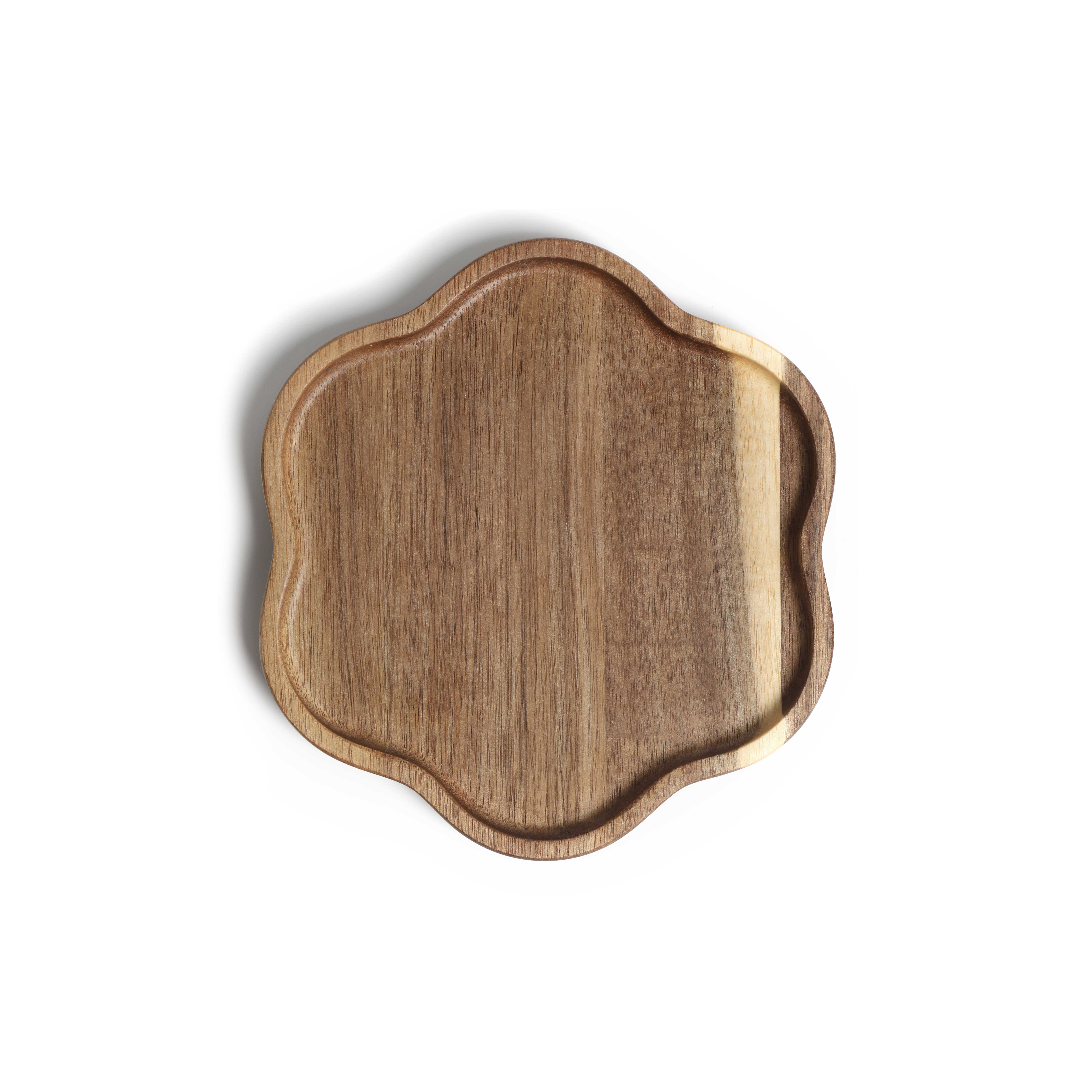 Flower Shape Wooden Plate Food Serving Tray