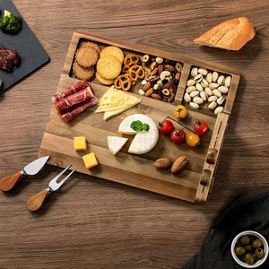 Acacia Wood Cheese Board and Knife Set Charcuterie Boards Serving Platter