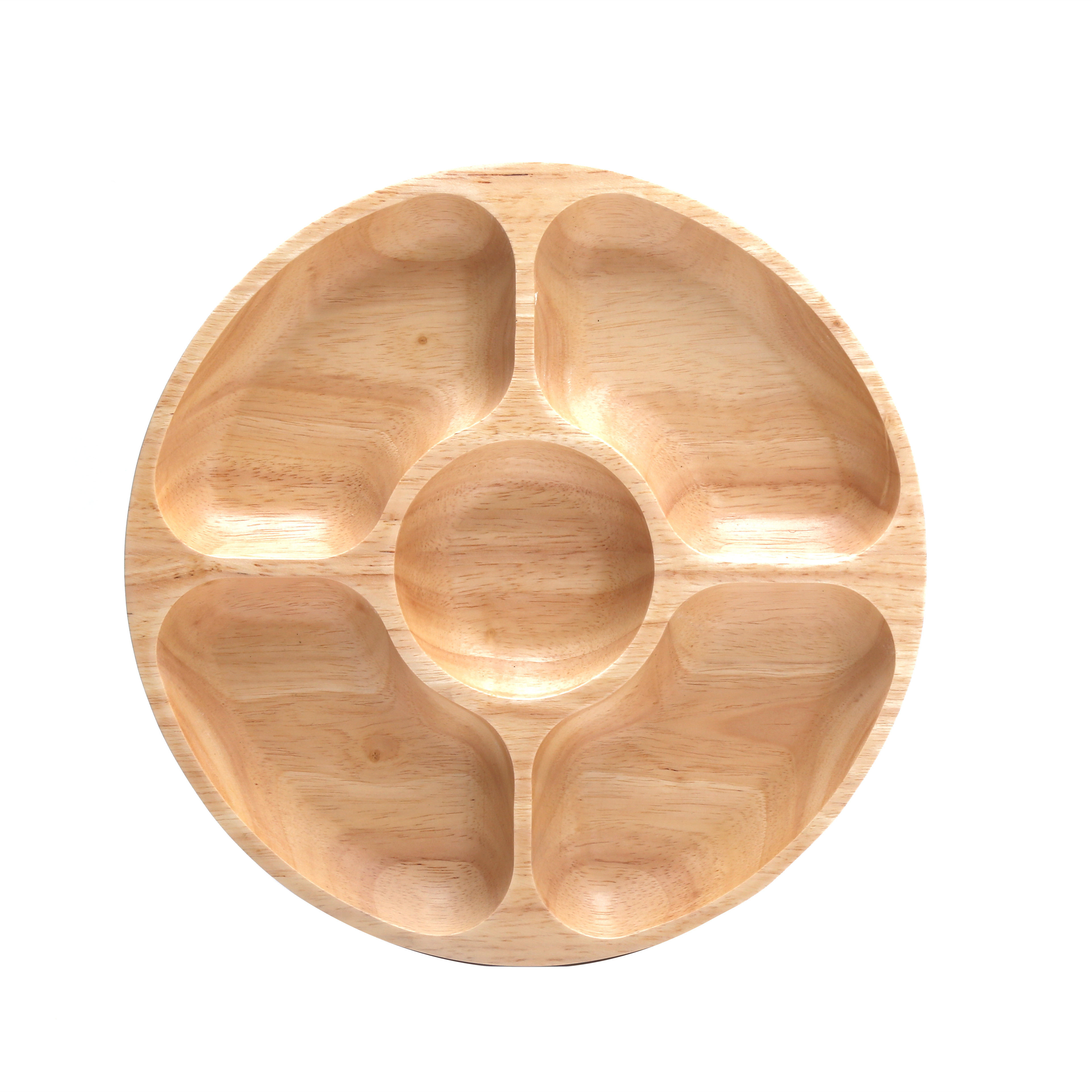 Rubber Wood Snack Serving Plate for Condiments