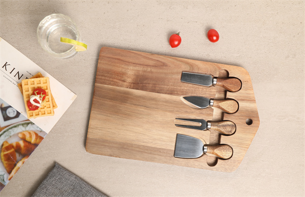 Rectangle Shape Wooden Cheese Board and Knife Set