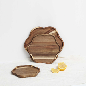 Flower Shape Wooden Plate Food Serving Tray