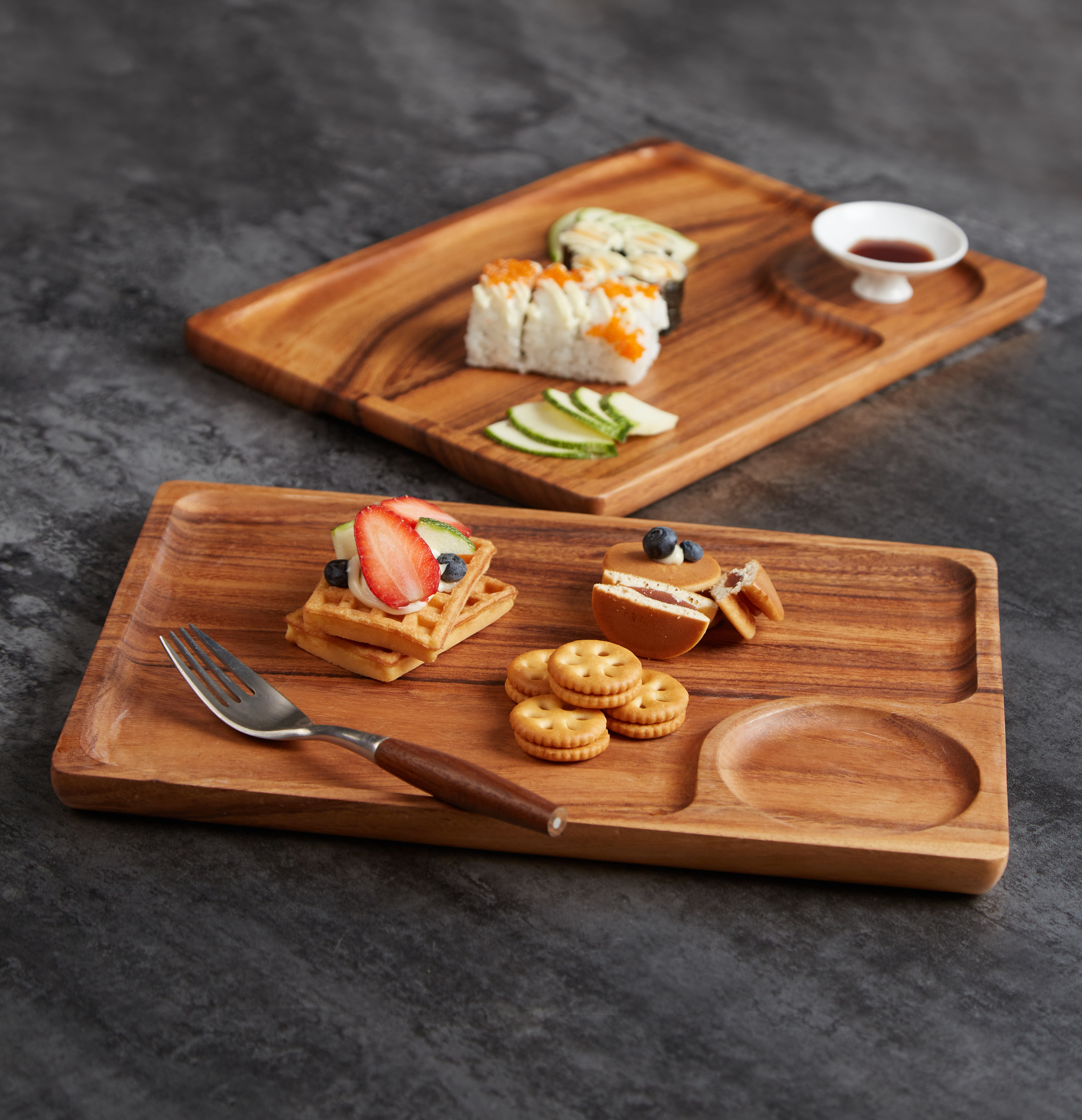 Square Wooden Steak Board Serving Platter Tray