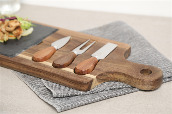 Rectangle Wooden Cheese Board with Cutlery Set