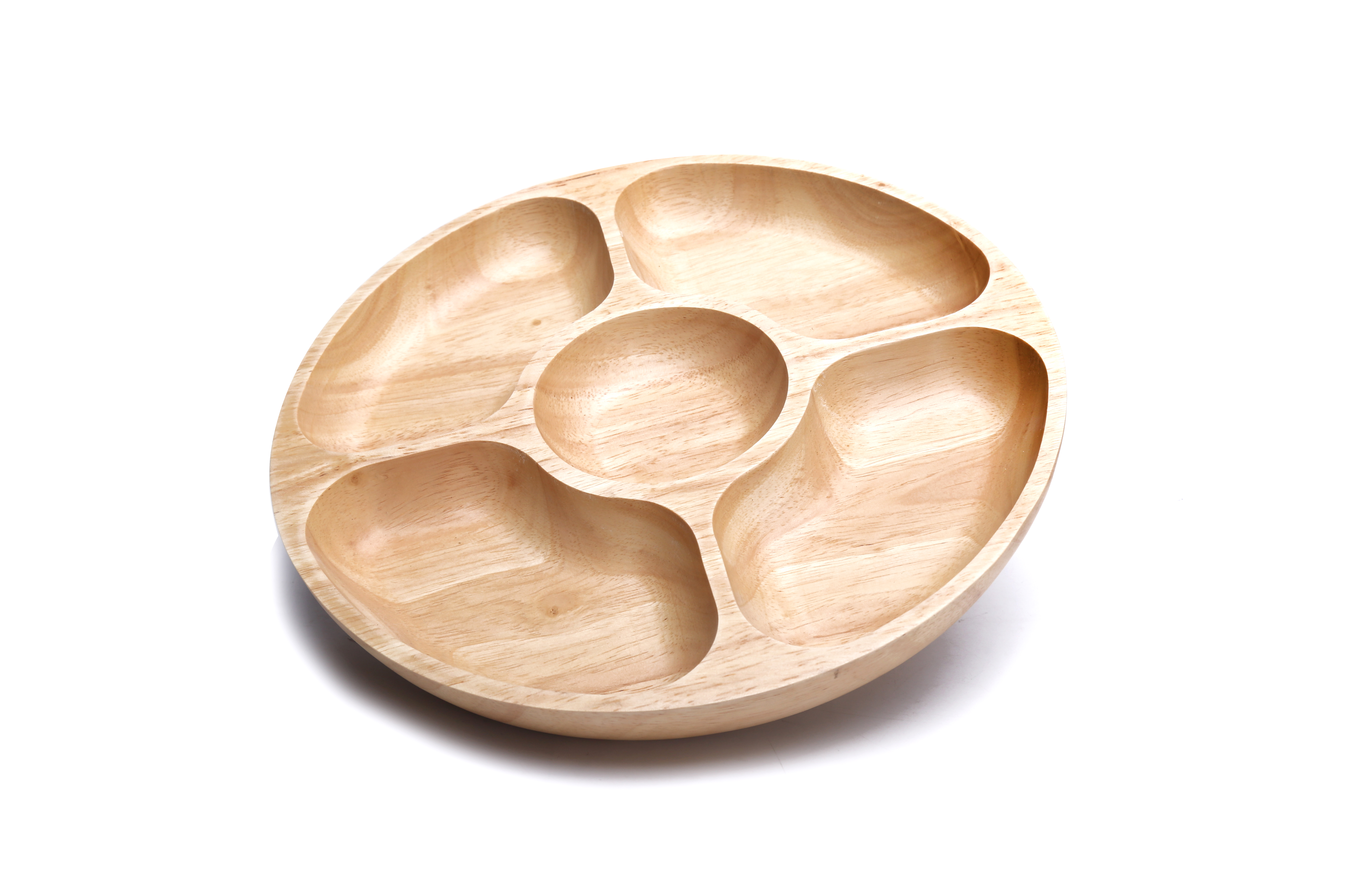 Rubber Wood Snack Serving Plate for Condiments