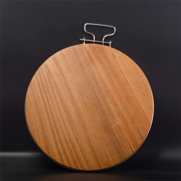 Round Wooden Cutting Board with Stainless Steel Handle