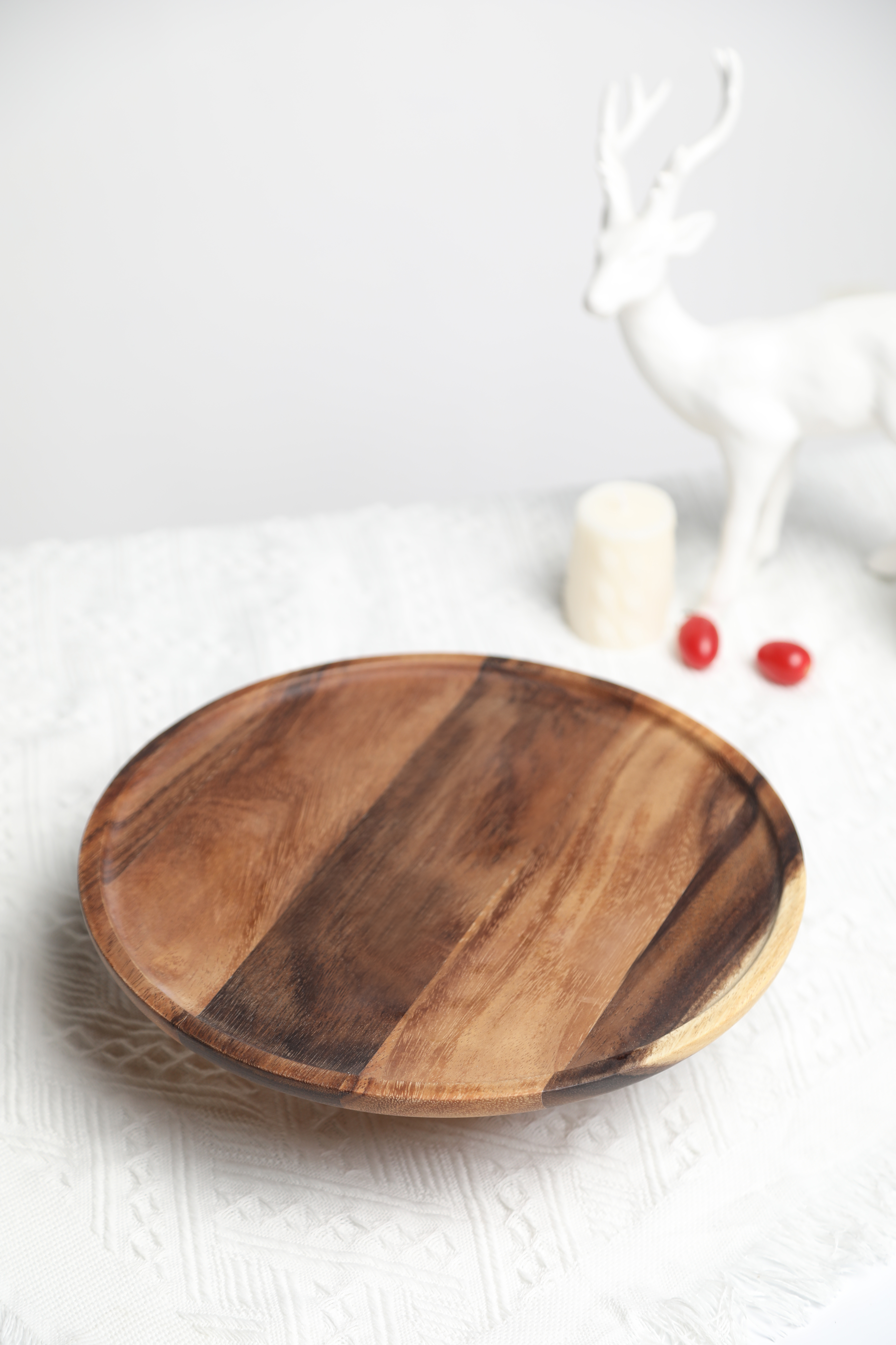 Acacia Wood Round Wooden Candy Pot