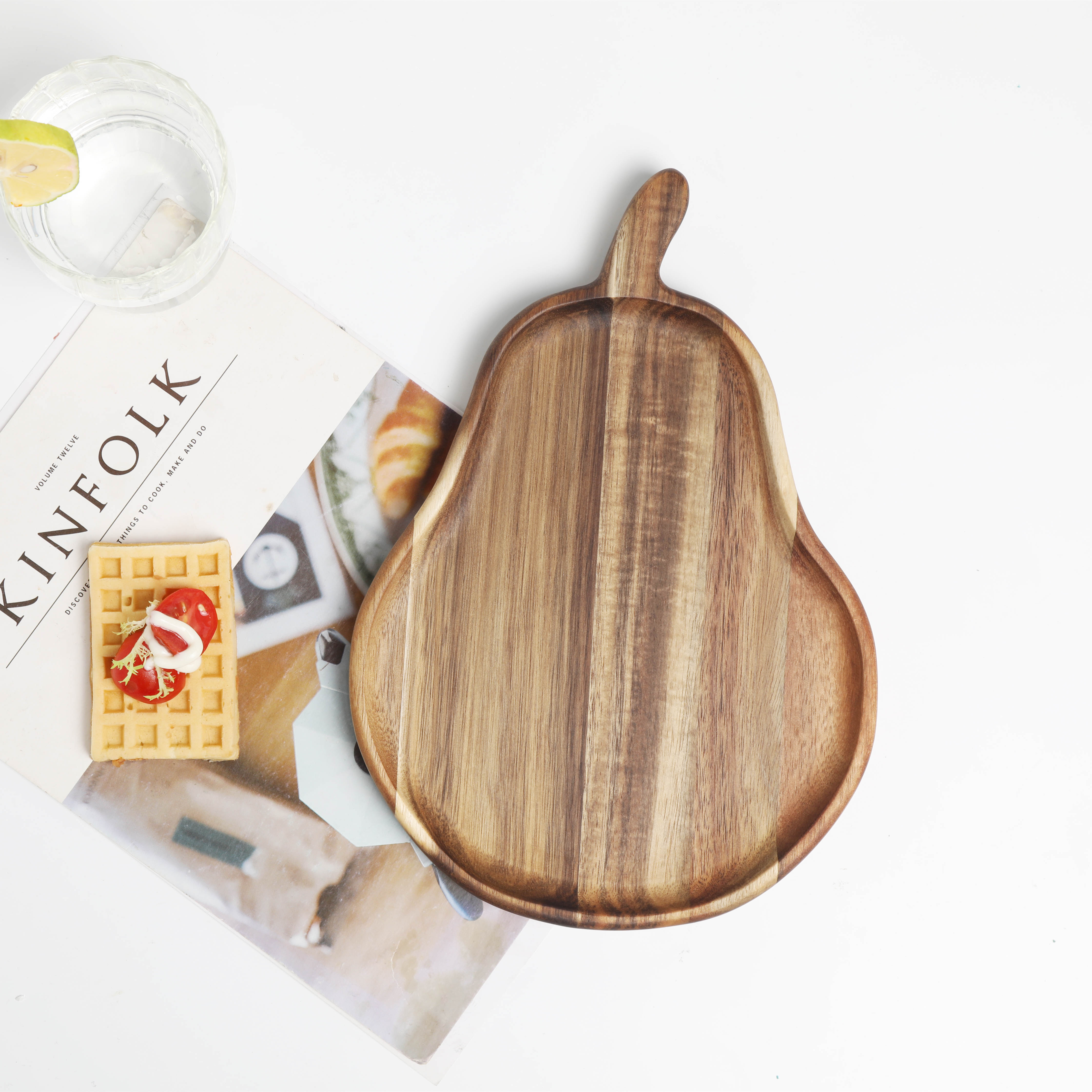 Pear Shape Wooden Plate Food Serving Tray